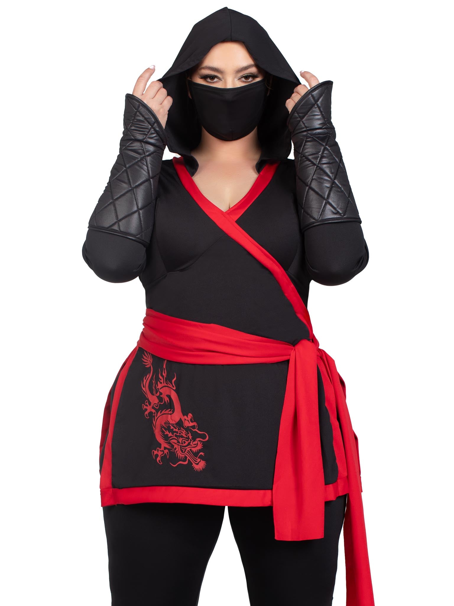 thumbnail image 2 of Leg Avenue Women's Plus-Size Ninja Assassin Costume - 4-Piece Set With Hood And Mask 2 of 12