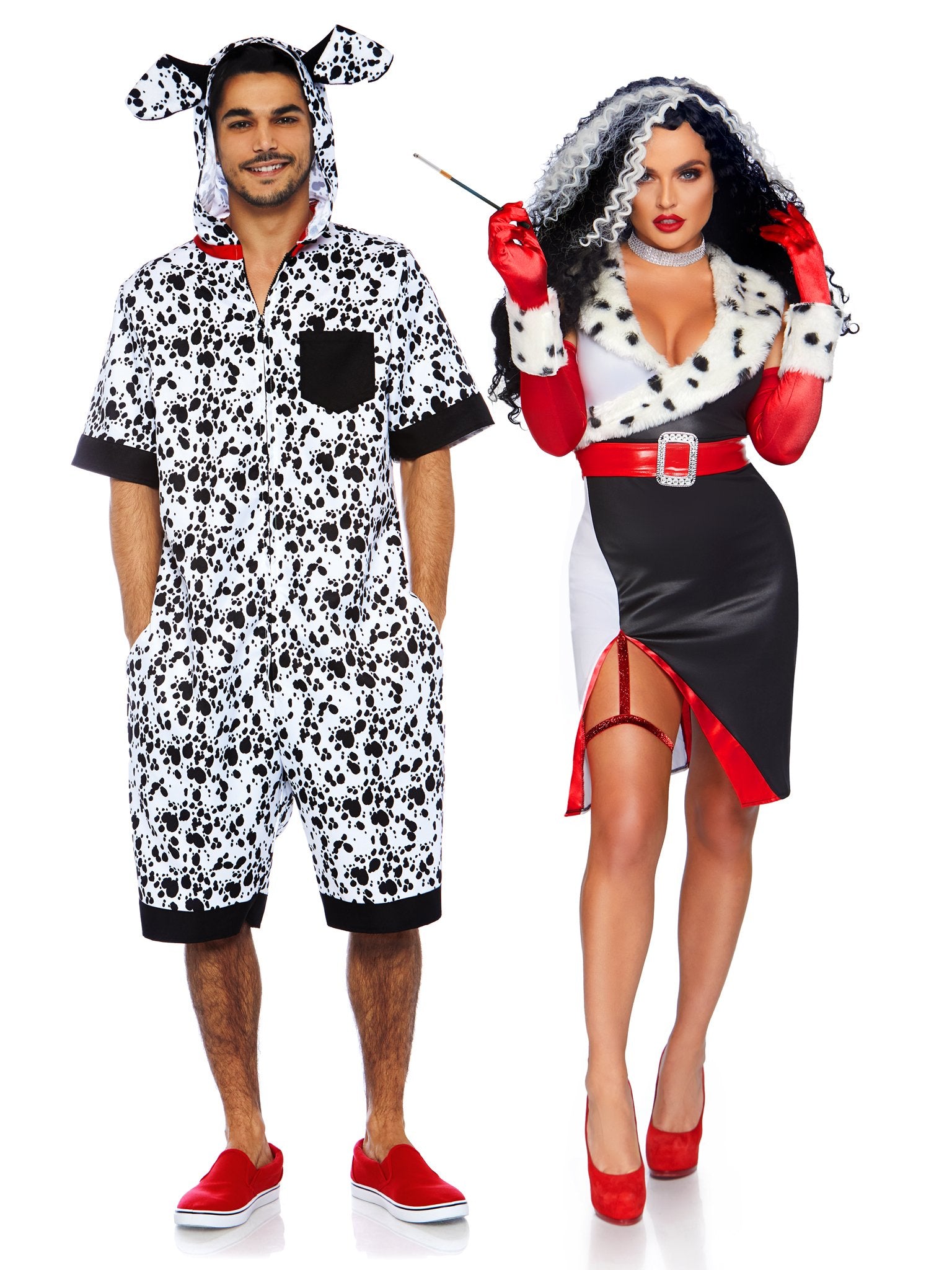 Halloween Costume Dalmatian with Red Collar Mens Long Sleeve
