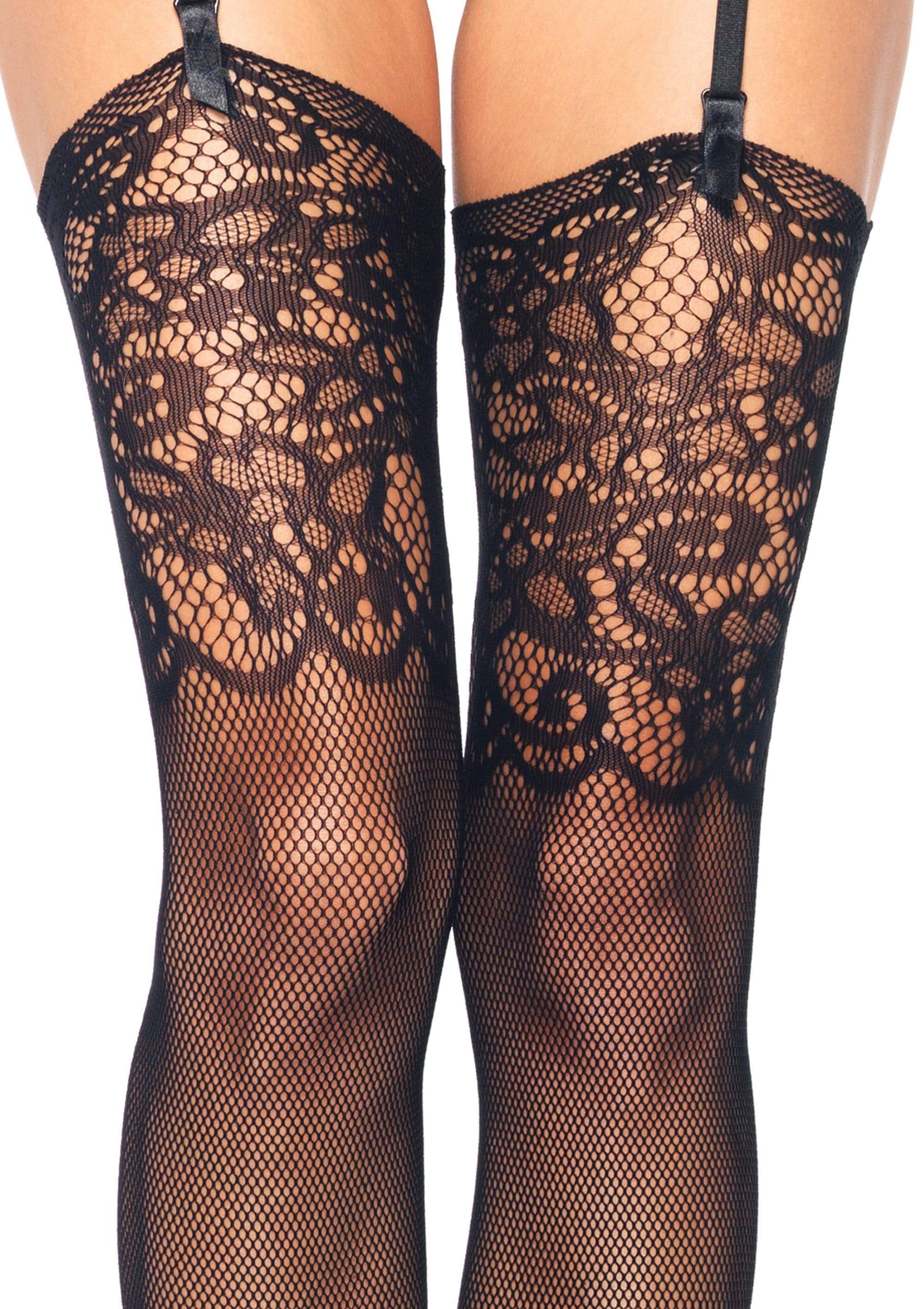 Lace Top Fishnet Stockings, Womens Sexy Hosiery