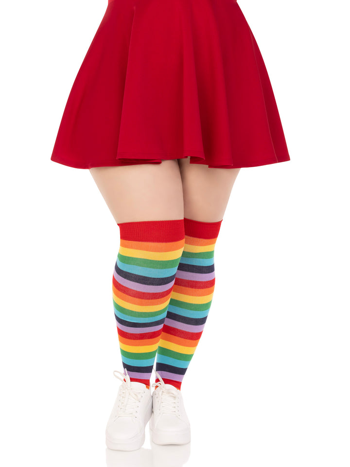 Leg Avenue Plus Rainbow Thigh High Socks