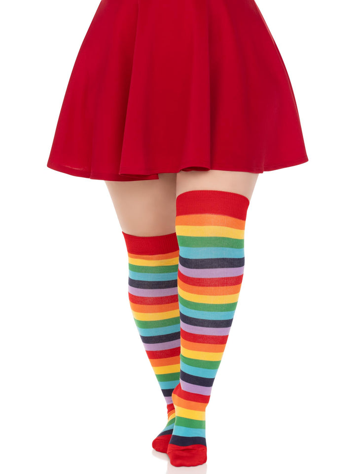 Leg Avenue Plus Rainbow Thigh High Socks