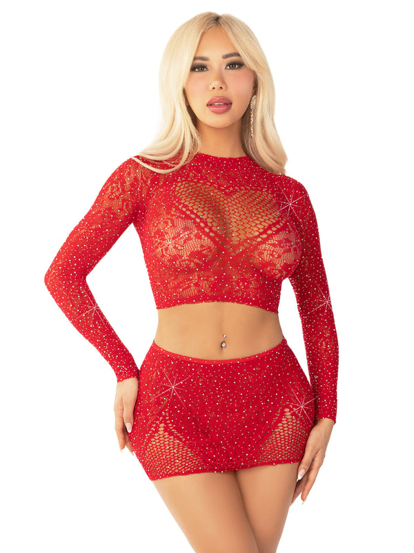 color_red | Wildest Dreams Crop Top and Skirt Set