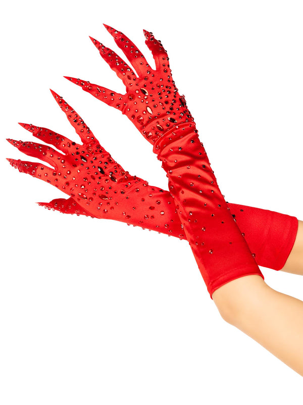 color_red | Leg Avenue Rhinestone Devil Claw Gloves