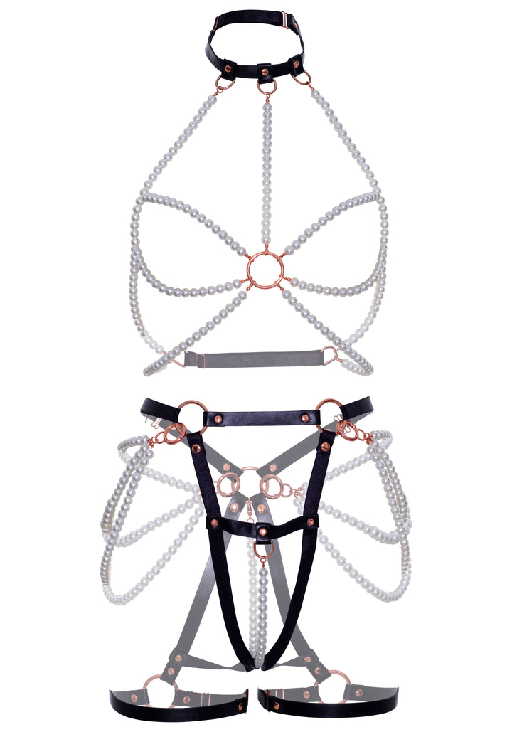 Leg Avenue Pearl and Faux Leather Harness