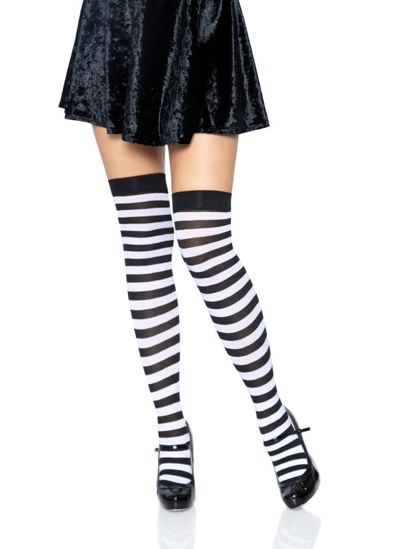 color_black/white | Leg Avenue Cari Striped Stockings