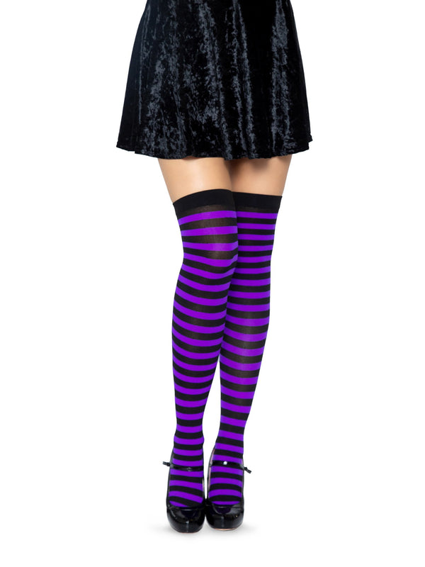 color_black/purple | Leg Avenue Cari Striped Stockings