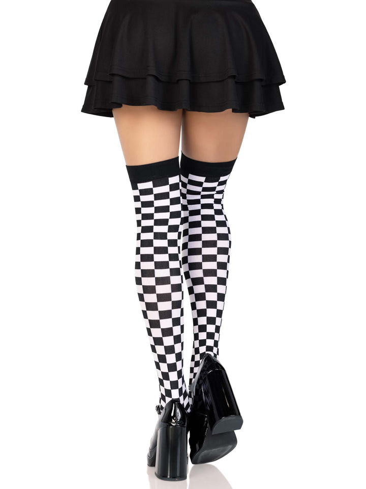 Leg Avenue Poppy Checkerboard Thigh High Stockings