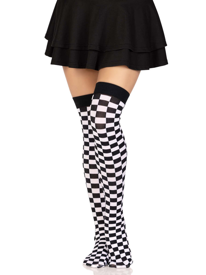Leg Avenue Poppy Checkerboard Thigh High Stockings