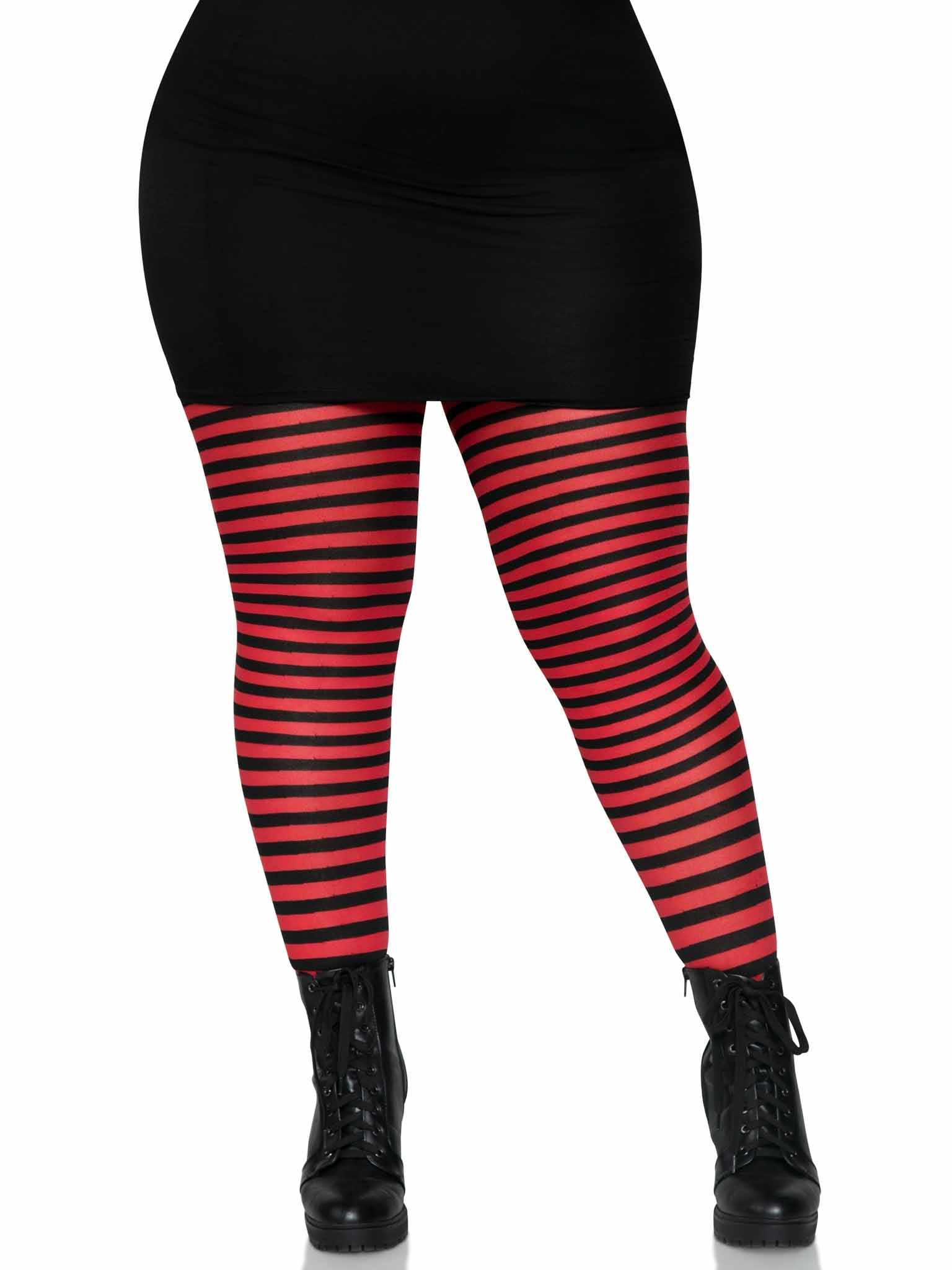 Plus Size Striped Women's Tights, Sexy Hosiery Leg Avenue