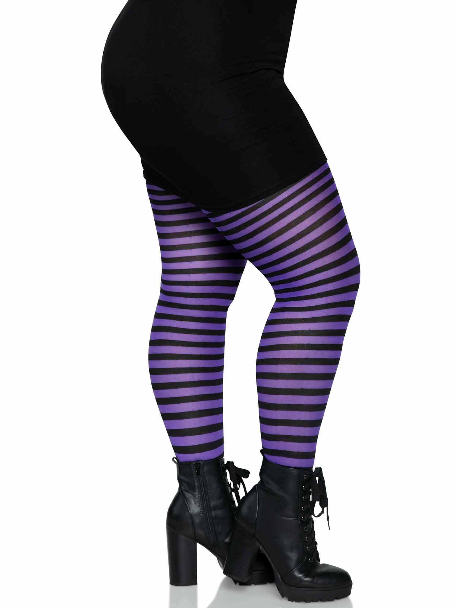 Plus Size Striped Womens Tights Sexy Hosiery Leg Avenue 6379