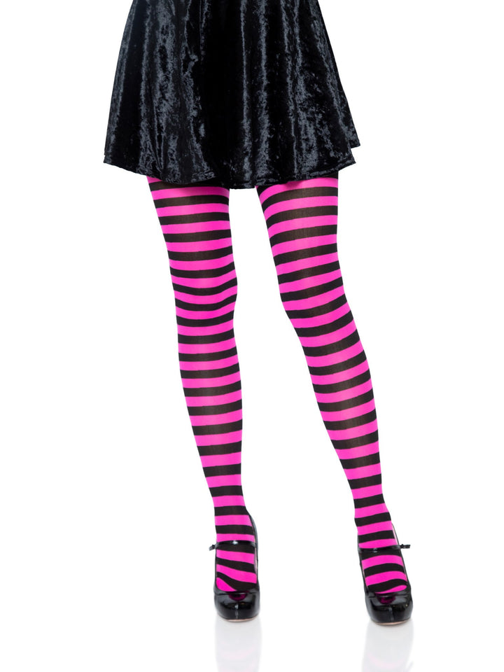 Leg Avenue Adult Striped Tights - Black/Neon Orange (One Size) – ClownAntics