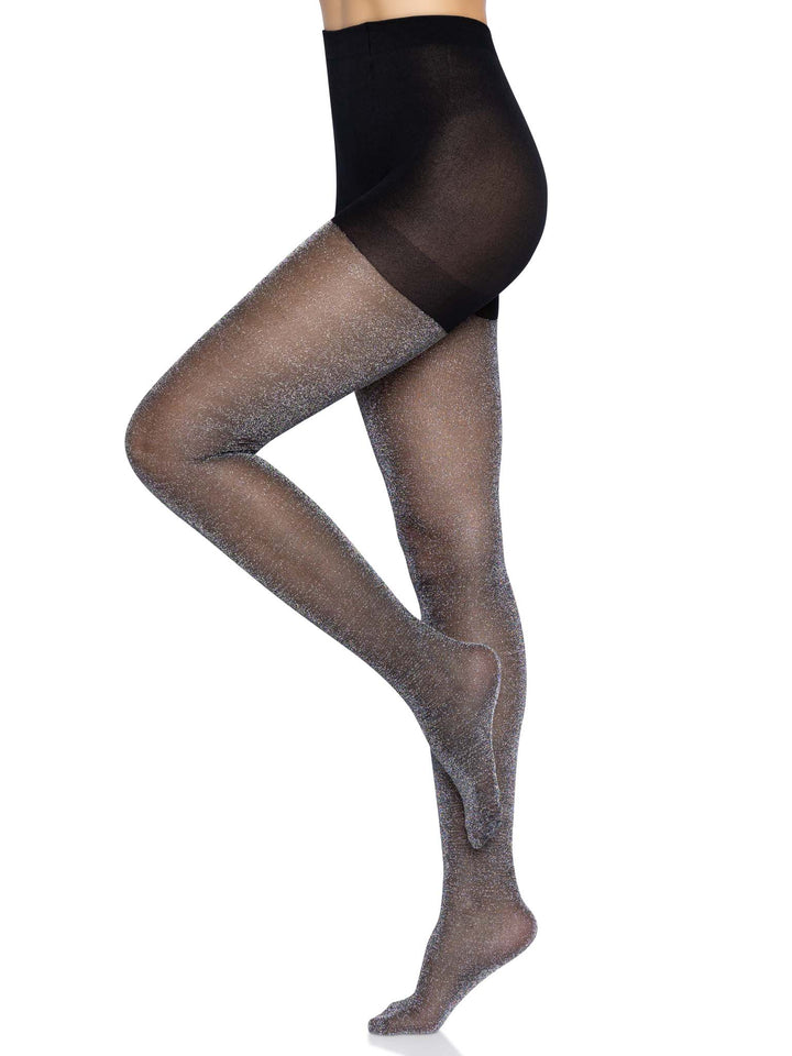  Leg Avenue Women's Glitter Lurex Tights, Black/Gold
