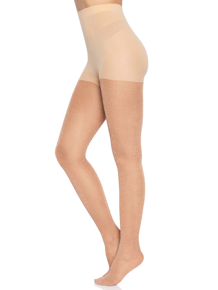Women's Shimmer Lurex Backseam Opaque Nylon Tights