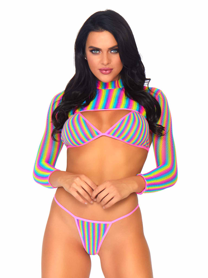 Leg Avenue Rainbow Dreams Fishnet Bikini Set