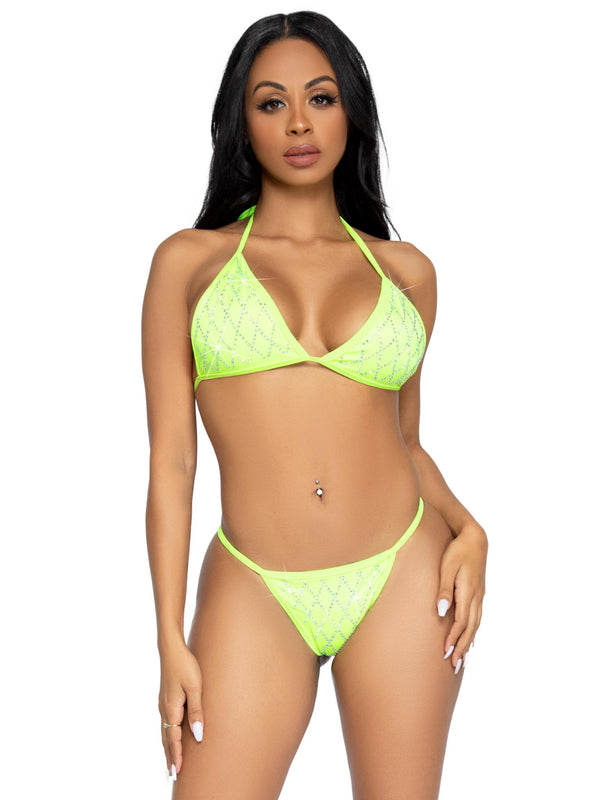 color_lime | Leg Avenue Domino Bikini Set