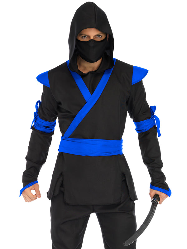 color_Black/Blue | Leg Avenue Men's Ninja Costume