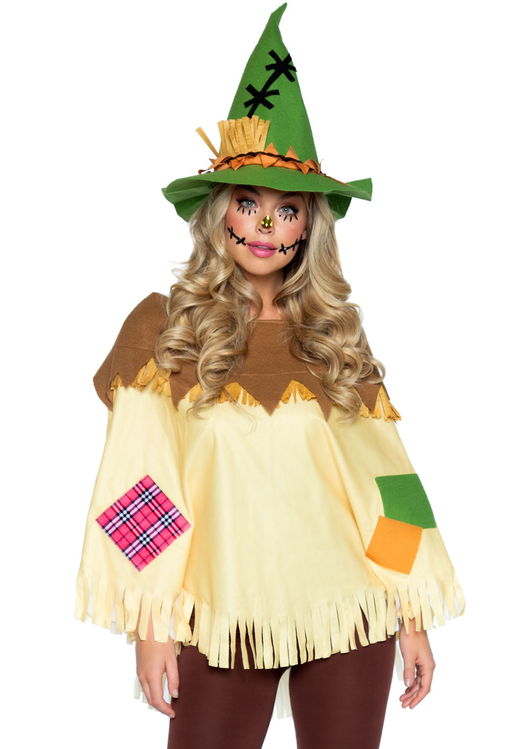 Scarecrow Poncho Costume With Hat For Women Leg Avenue