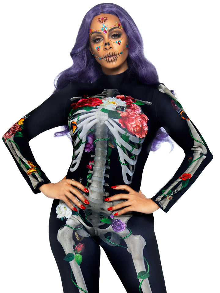 Leg Avenue 3D Floral Skeleton Catsuit Costume