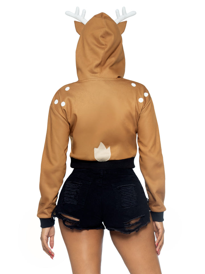 Leg Avenue Fawn Cropped Hoodie With Antler
