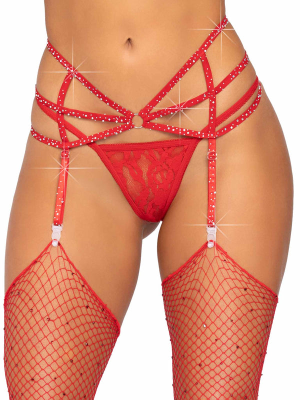 color_red | Leg Avenue Estee Rhinestone Garter Belt