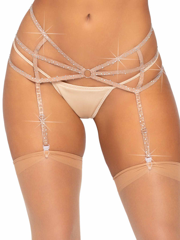 color_nude | Leg Avenue Estee Rhinestone Garter Belt