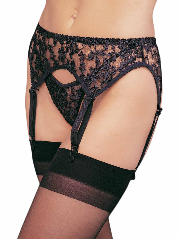 color_black | Leg Avenue Plus Lolita Garter Belt & Thong Set