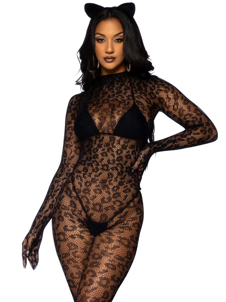 Gloved Leopard Catsuit