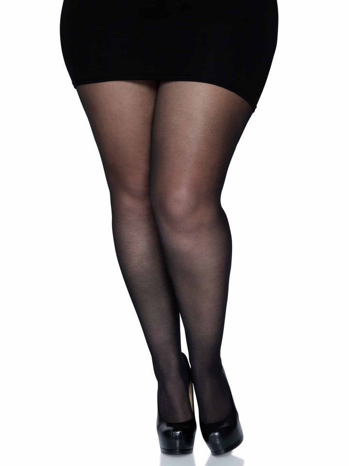 Women's Plus Size Black Fishnet Pantyhose with Back Seam