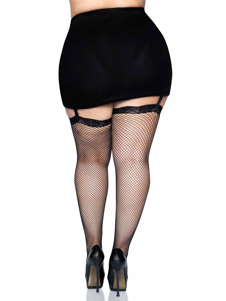 color_black | Leg Avenue Gwen Plus Fishnet Thigh High Stockings
