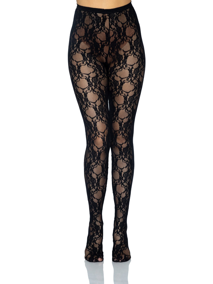 LA-9727, Seamless Chantilly Floral Lace Tights by Leg Avenue