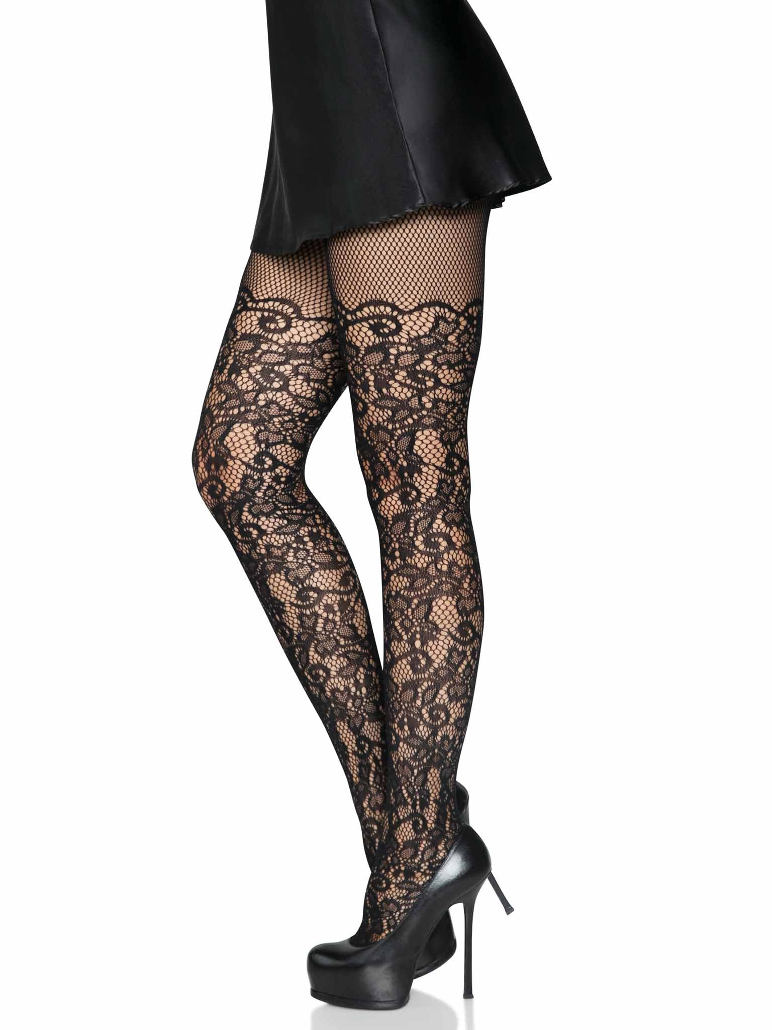 Floral Vine Fishnet Tights, Women's Pantyhose | Leg Avenue