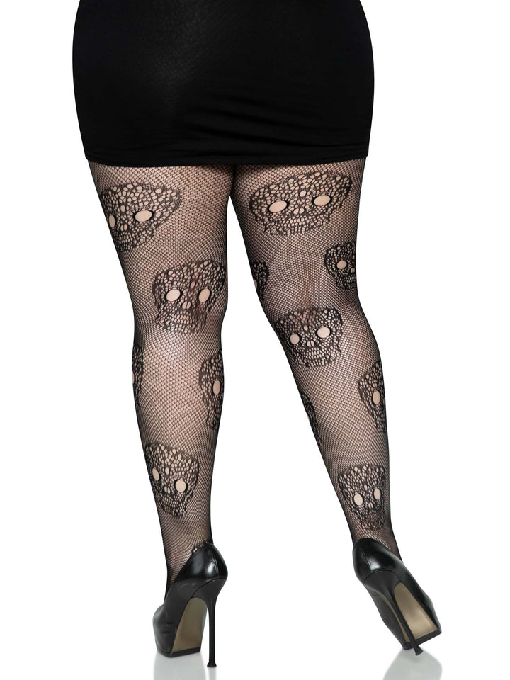 Day of the Dead Plus Size Fishnet Tights, Hosiery