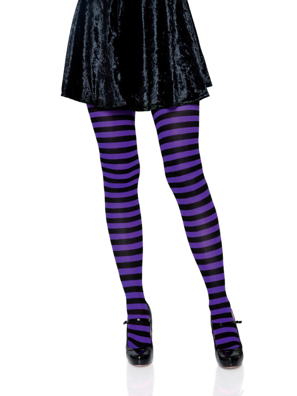 color_black/purple | Leg Avenue Jada Striped Women's Tights