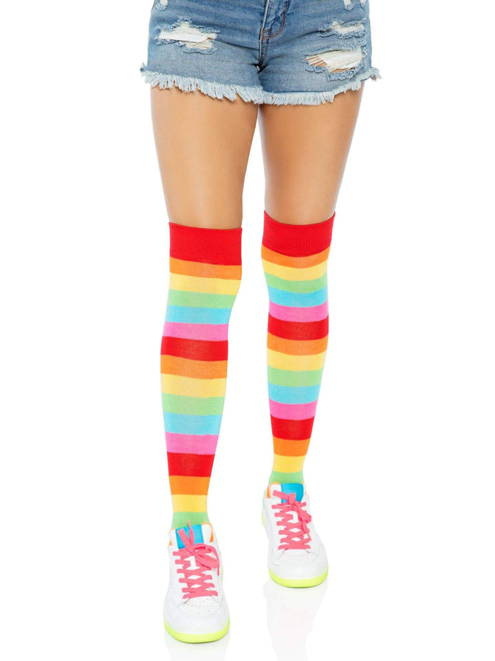 Leg Avenue Acrylic Rainbow Thigh Highs