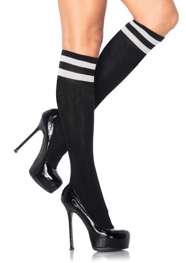 color_black/white | Leg Avenue Jolie Athletic Knee High Socks
