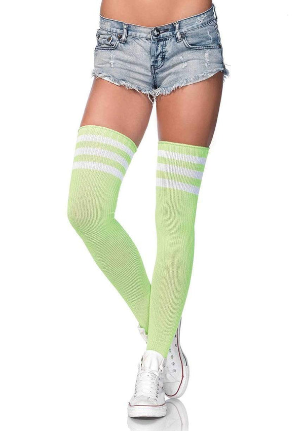 color_neon green | Leg Avenue Gina Athletic Thigh High Stockings