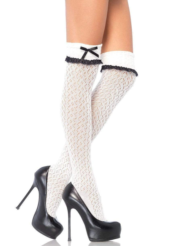 color_white | Leg Avenue Sofia Crocheted Knee Socks