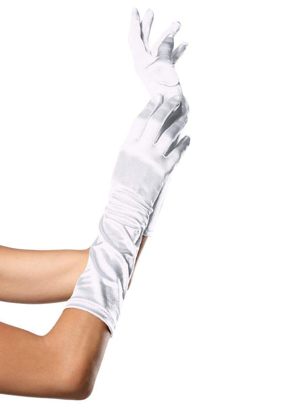 color_white | Leg Avenue Satin Elbow Length Costume Gloves