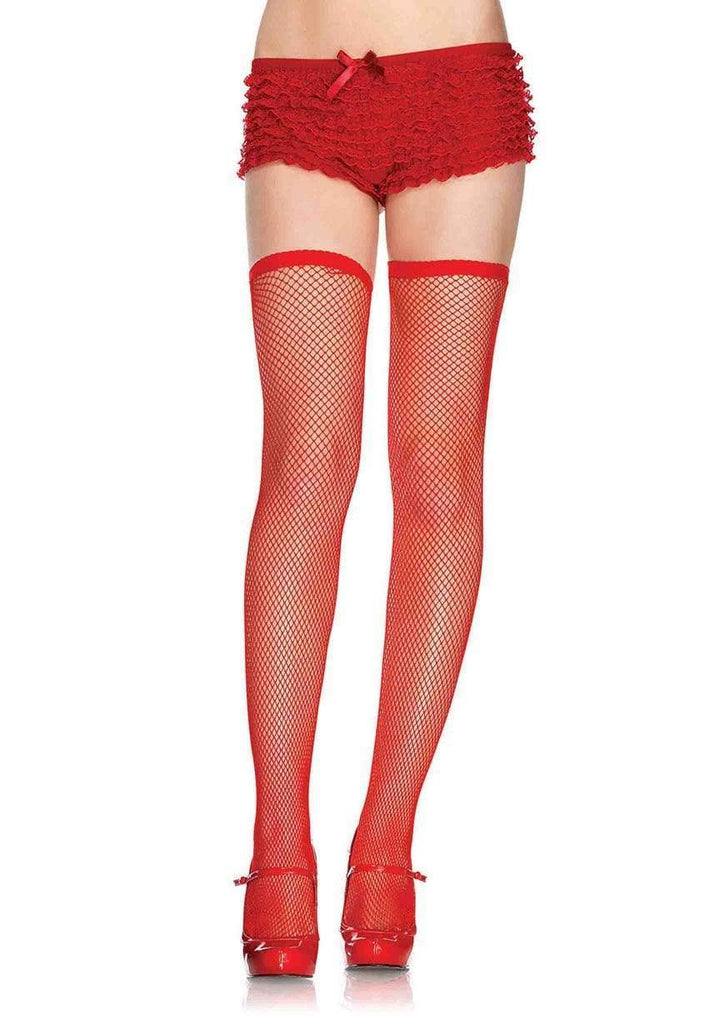 color_red | Leg Avenue Dionne Fishnet Thigh High Stockings