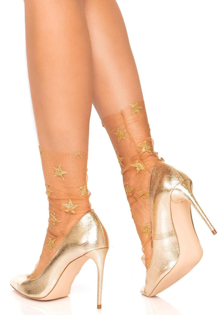 Leg Avenue Glitter Star Tulle Anklet Sock