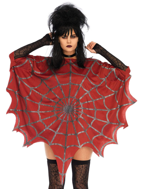 color_red | Leg Avenue Gothic Glitter Spider Web Costume Poncho