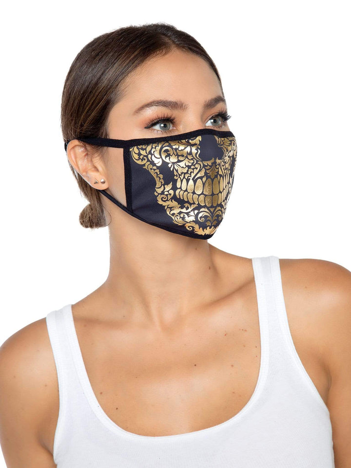 Leg Avenue Gold Foil Skull Face Mask