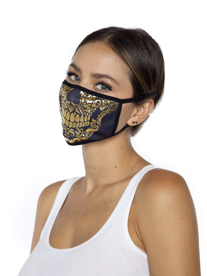 Leg Avenue Gold Foil Skull Face Mask