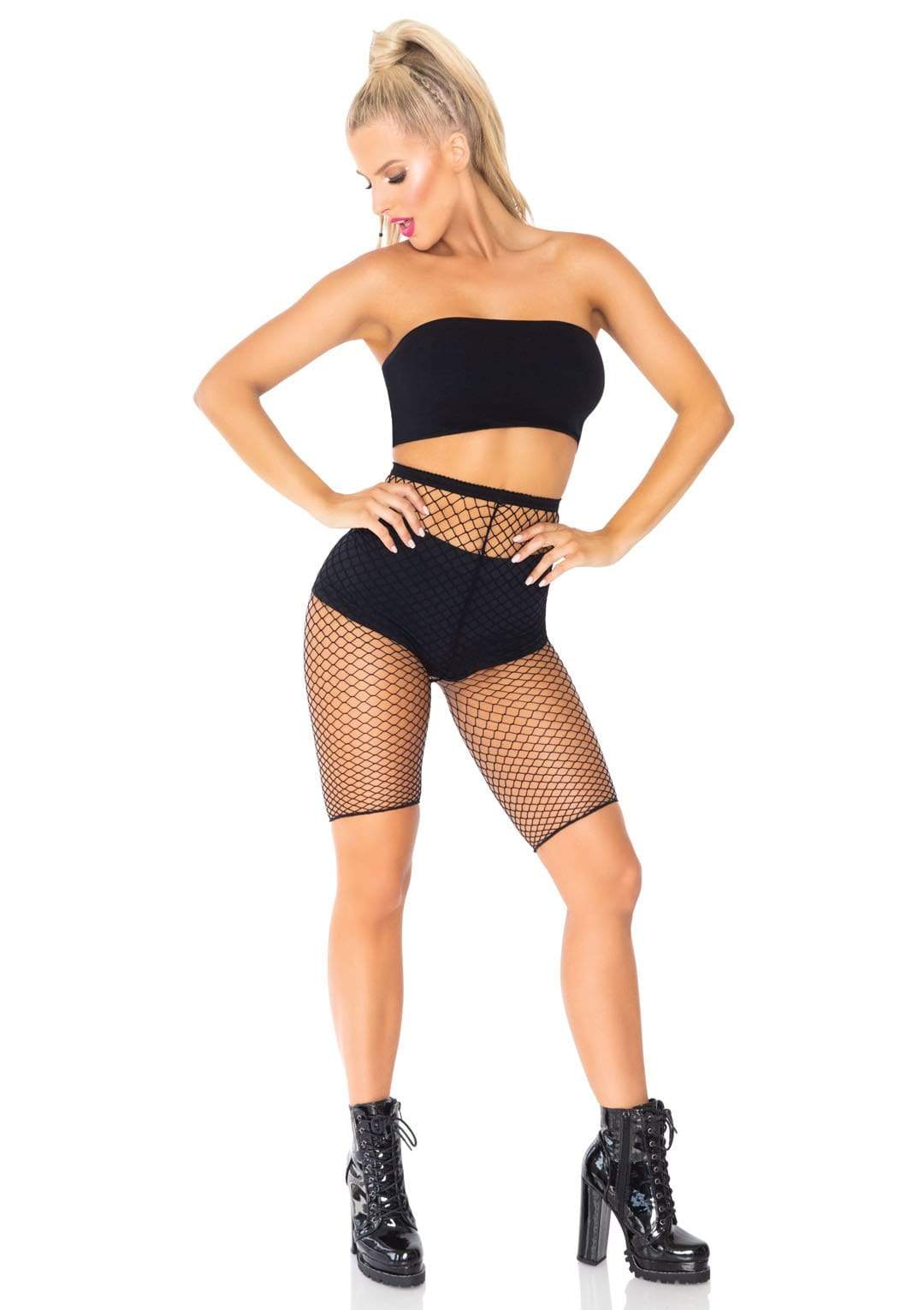 Black fishnet biker shops shorts