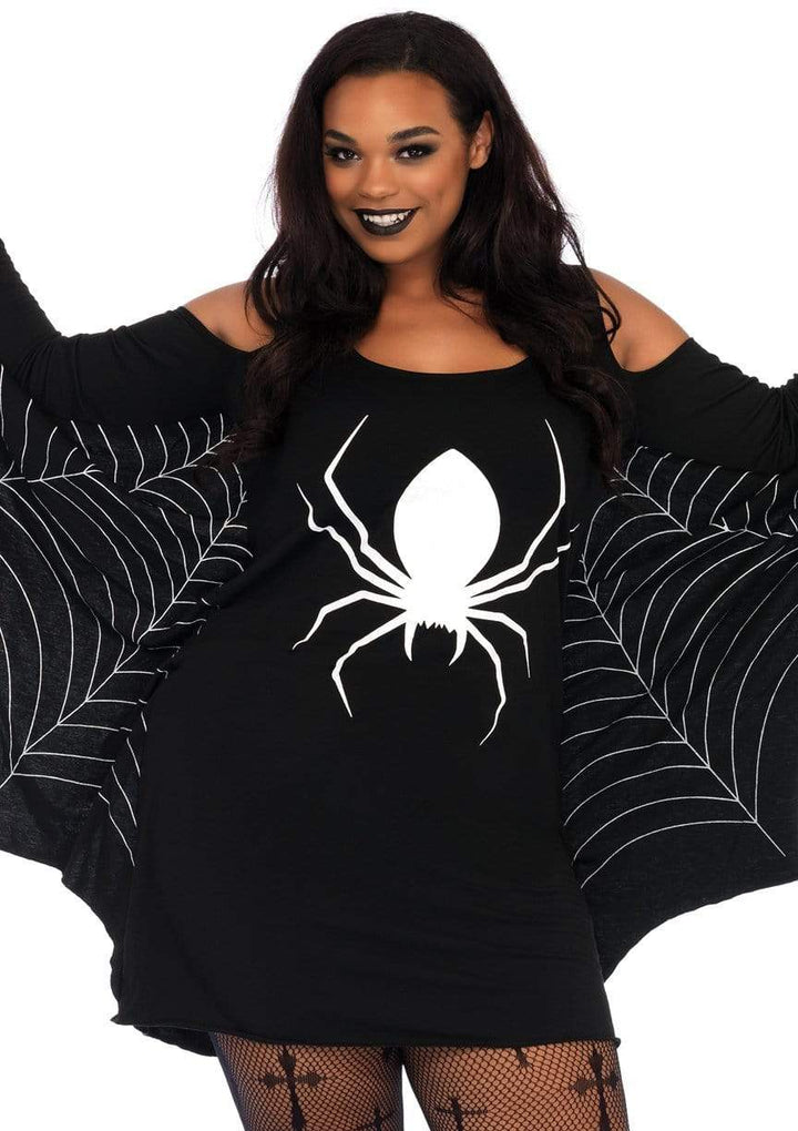 Leg Avenue Plus Jersey Spider Web Dress With Wings