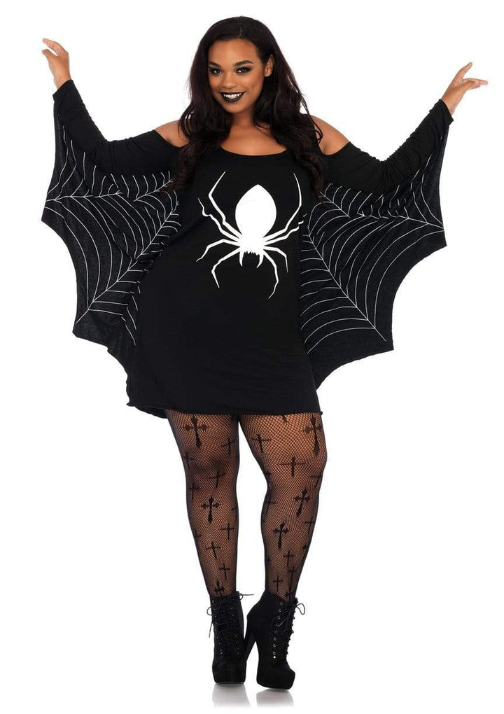 Leg Avenue Plus Jersey Spider Web Dress With Wings