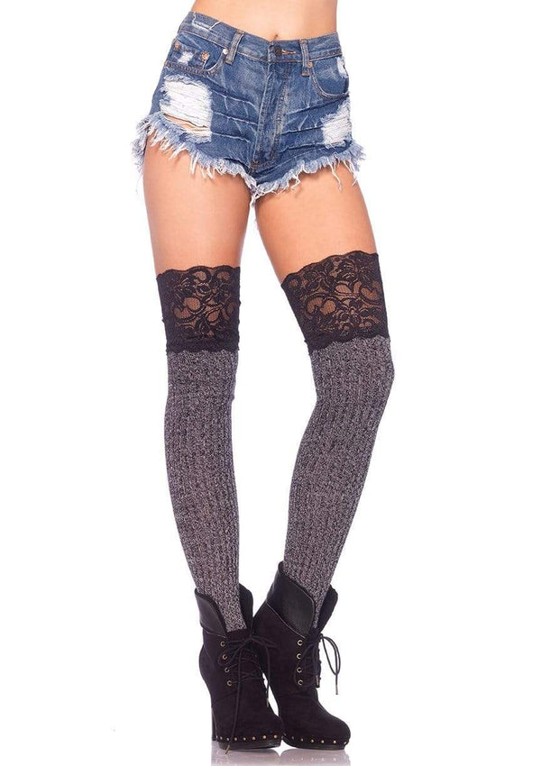 Leg Avenue Lace Top Ribbed Knee Highs