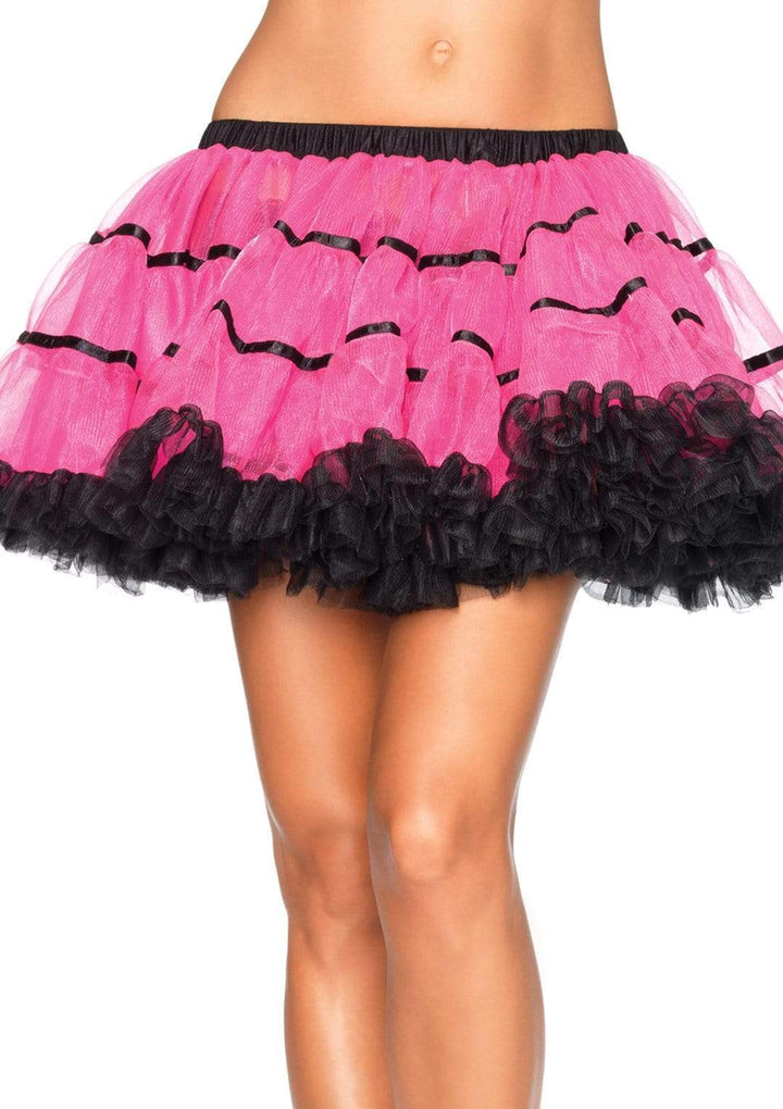 Leg Avenue Layered Satin Striped Tulle Petticoat Skirt