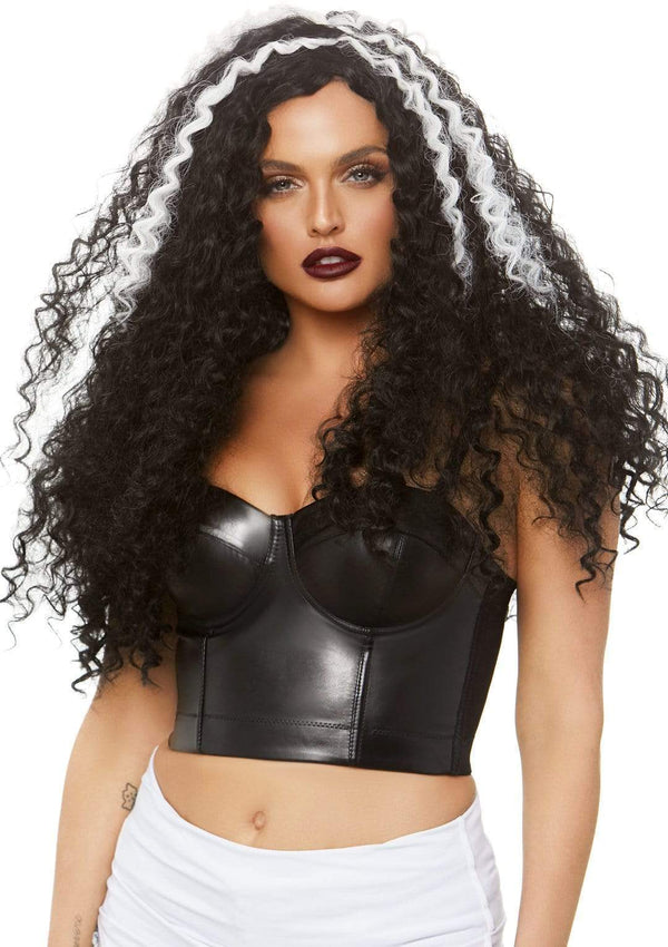 color_black/white | Leg Avenue 29" Long Curly Wig