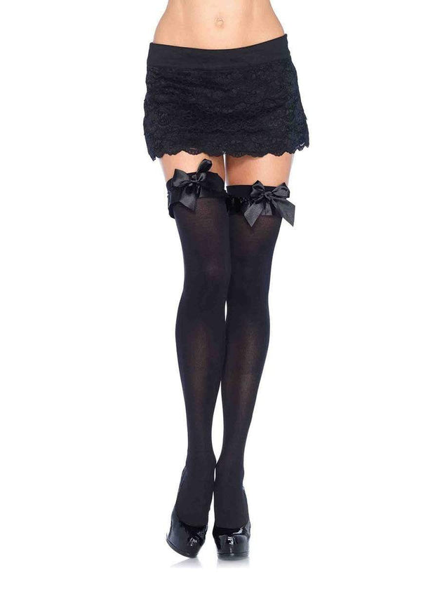 color_black | Leg Avenue Devi Stockings with Ruffle Bow